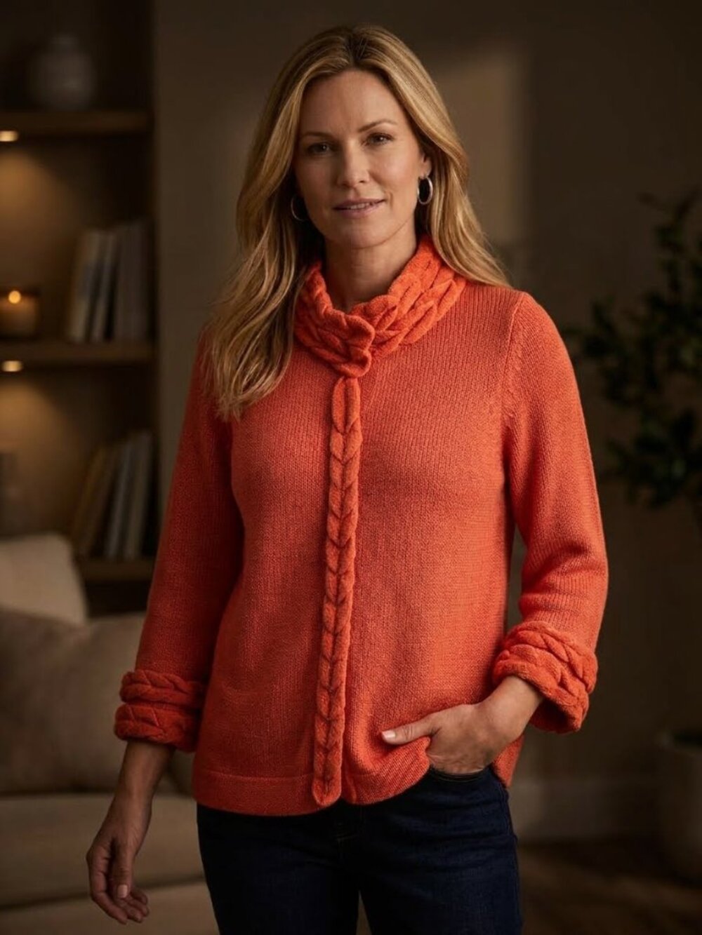 Vintage Moth for Anthropologie Coral 100% Wool Cardigan